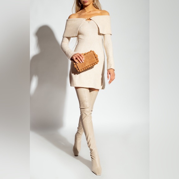 Cult Gaia Cream ‘Edna’ Knit Mini Dress w/Collar Detail Size M EUC HARD TO FIND - Picture 6 of 16